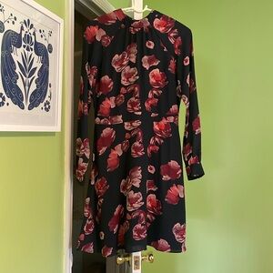 Banana Republic Floral Print Blouson Sleeve Fit And Flare Dress